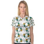 Pineapple Pattern Women s V-Neck Sport Mesh Tee