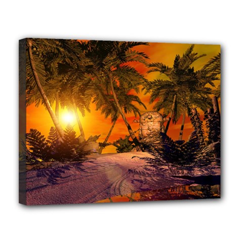 Wonderful Sunset In  A Fantasy World Canvas 14  X 11  by FantasyWorld7