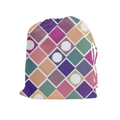 Dots And Squares Drawstring Pouches (extra Large) by Kathrinlegg