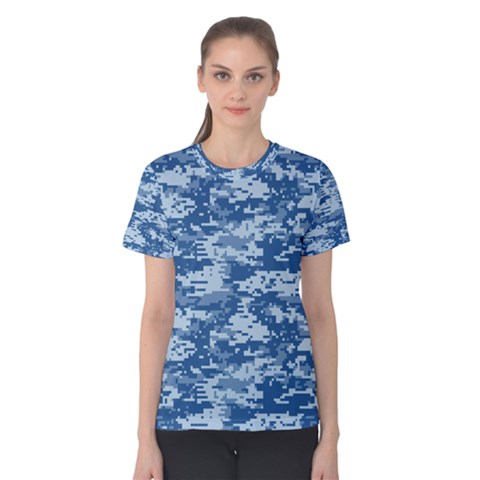 Camo Digital Navy Women s Cotton Tee by trendistuff