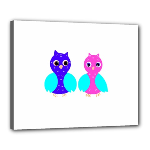 Owl Couple  Canvas 20  X 16  by JDDesigns