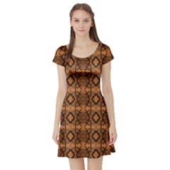 Faux Animal Print Pattern Short Sleeve Skater Dresses by GardenOfOphir