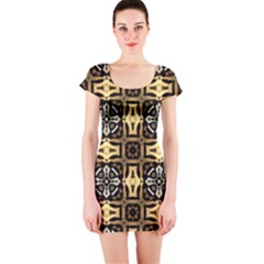 Faux Animal Print Pattern Short Sleeve Bodycon Dresses by GardenOfOphir