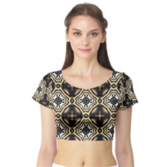 Faux Animal Print Pattern Short Sleeve Crop Top by GardenOfOphir