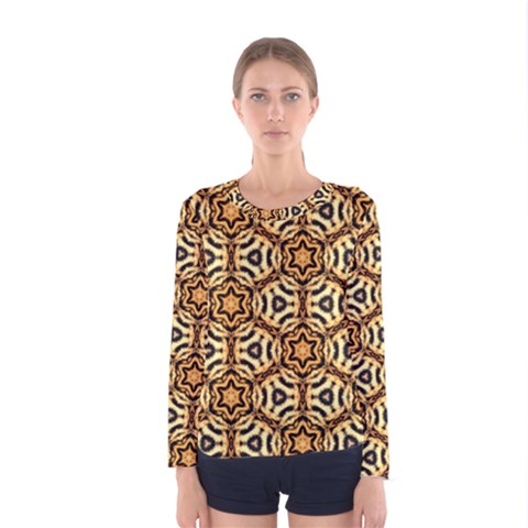 Faux Animal Print Pattern Women s Long Sleeve T-shirts by GardenOfOphir