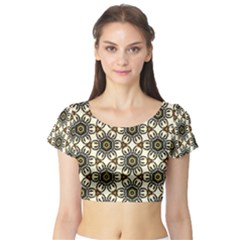 Faux Animal Print Pattern Short Sleeve Crop Top by GardenOfOphir