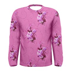 Pink Floral Pattern Men s Long Sleeve T-shirts by LovelyDesigns4U