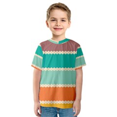 Rhombus And Retro Colors Stripes Pattern Kid s Sport Mesh Tee