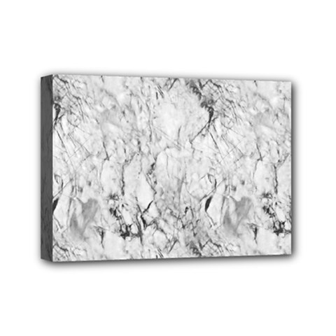 White Marble Mini Canvas 7  X 5  by ArgosPhotography