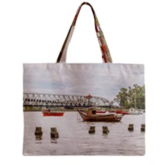 Boats At Santa Lucia River In Montevideo Uruguay Zipper Tiny Tote Bags by dflcprints