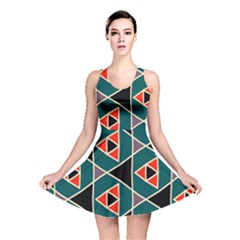 Triangles In Retro Colors Pattern Reversible Skater Dress by LalyLauraFLM