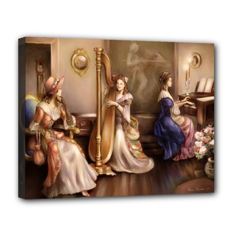Piano And Harp Canvas 14  X 11  (framed)