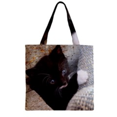 Pretty Blue-eyed Kitty Zipper Grocery Tote Bags by trendistuff