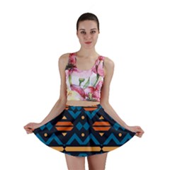 Rhombus  Circles And Waves Pattern Mini Skirt by LalyLauraFLM