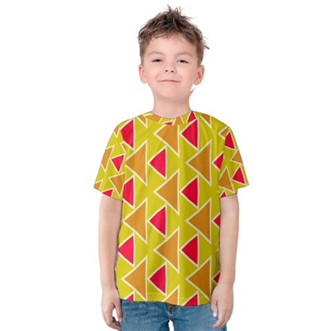 Red Brown Triangles Pattern Kid s Cotton Tee by LalyLauraFLM