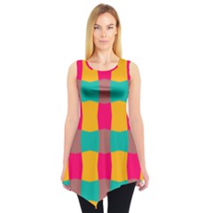 Distorted Shapes In Retro Colors Pattern Sleeveless Tunic by LalyLauraFLM