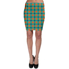 Squares In Retro Colors Pattern Bodycon Skirt by LalyLauraFLM