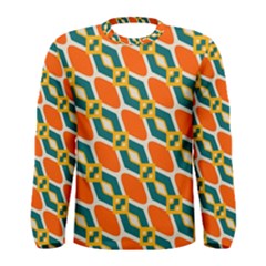 Chains And Squares Pattern Men Long Sleeve T-shirt by LalyLauraFLM