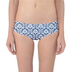 White On Blue Damask Classic Bikini Bottoms by Zandiepants
