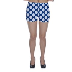 Dark Blue Polkadot Skinny Shorts by Zandiepants