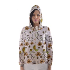 Yellow Whimsical Flowers  Hooded Wind Breaker (women) by Zandiepants