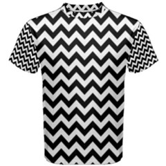 Black And White Zigzag Men s Cotton Tee by Zandiepants