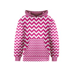 Hot Pink And White Zigzag Kids  Pullover Hoodie