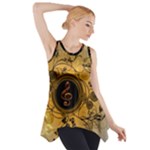 Decorative Clef On A Round Button With Flowers And Bubbles Side Drop Tank Tunic