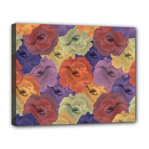 Vintage Floral Collage Pattern Canvas 14  X 11 