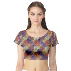 Vintage Floral Collage Print Short Sleeve Crop Top (tight Fit) by dflcprintsclothing