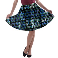 Looking Out At Night, Abstract Venture Adventure (venture Night Ii) A-line Skater Skirt by DianeClancy