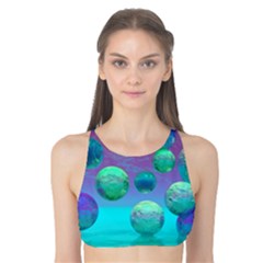 Ocean Dreams, Abstract Aqua Violet Ocean Fantasy Tank Bikini Top by DianeClancy