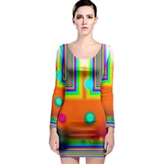 Crossroads Of Awakening, Abstract Rainbow Doorway  Long Sleeve Bodycon Dress by DianeClancy