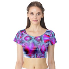 Crystal Northern Lights Palace, Abstract Ice  Short Sleeve Crop Top (tight Fit) by DianeClancy