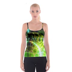 Dawn Of Time, Abstract Lime & Gold Emerge Spaghetti Strap Top by DianeClancy