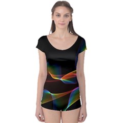 Fluted Cosmic Rafluted Cosmic Rainbow, Abstract Winds Boyleg Leotard (ladies) by DianeClancy