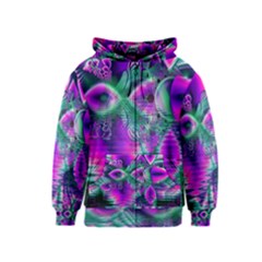  Teal Violet Crystal Palace, Abstract Cosmic Heart Kids  Zipper Hoodie by DianeClancy