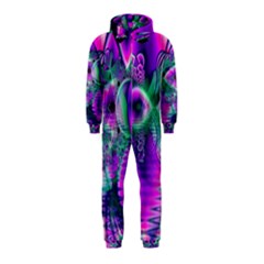  Teal Violet Crystal Palace, Abstract Cosmic Heart Hooded Jumpsuit (kids) by DianeClancy