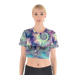 Violet Teal Sea Shells, Abstract Underwater Forest (purple Sea Horse, Abstract Ocean Waves  Cotton Crop Top by DianeClancy