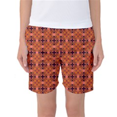 Peach Purple Abstract Moroccan Lattice Quilt Women s Basketball Shorts by DianeClancy