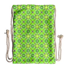 Vibrant Abstract Tropical Lime Foliage Lattice Drawstring Bag (large) by DianeClancy
