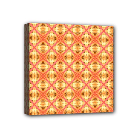 Peach Pineapple Abstract Circles Arches Mini Canvas 4  X 4  by DianeClancy