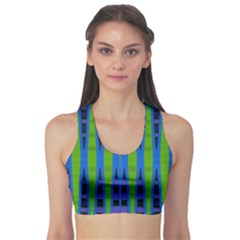 Blue Green Geometric Sports Bra