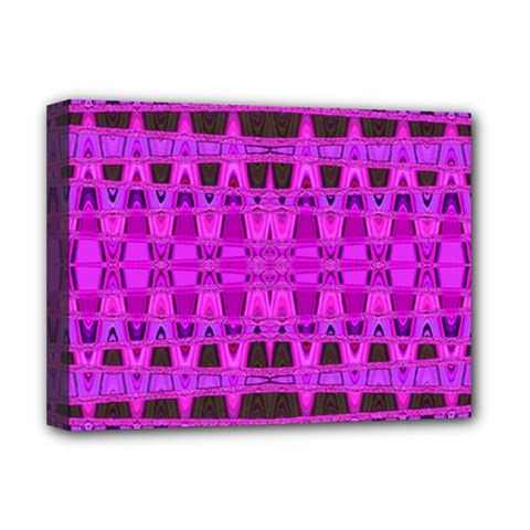 Bright Pink Black Geometric Pattern Deluxe Canvas 16  X 12  