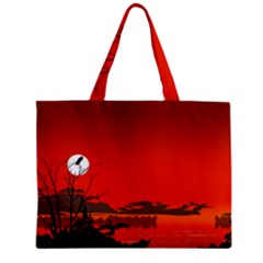 Tropical Birds Orange Sunset Landscape Zipper Mini Tote Bag by WaltCurleeArt