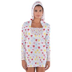 Seamless Colorful Flowers Pattern Women s Long Sleeve Hooded T-shirt by TastefulDesigns