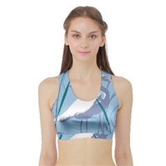 Egret Women s Sports Bra With Border by WaltCurleeArt