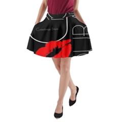 Greetings From Dubai  Red Lipstick Kiss Black Postcard Uae United Arab Emirates A-line Pocket Skirt by yoursparklingshop