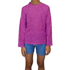 Metallic Pink Glitter Texture Kid s Long Sleeve Swimwear