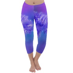 Purple Cornflower Floral  Capri Winter Leggings  by yoursparklingshop